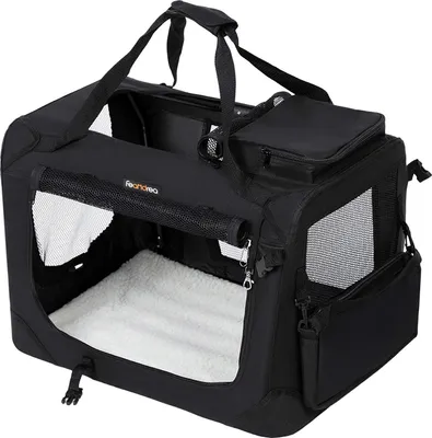 Zdjęcie produktu dla FEANDREA skrzynia dla psa składana tkanina oxford czarna XXXL 102 x 69 x 69 cm skrzynia transportowa samochód skrzynia transportowa pies skrzynia transportowa kot skrzynia PDC10H