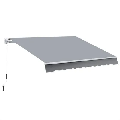 Produktbild von Gelenkarmmarkise mit Handkurbel Einfahrbar Sonnenschutz Klemmmarkise für Terrasse Balkon Veranda 3,95 x 2,45 m Grau