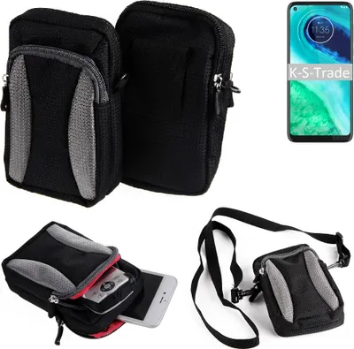 Produktbild von K-S-Trade Holster Schutz Hülle kompatibel mit Motorola G8 Handy Hülle Gürteltasche Umhängetasche mit Zusatzfach schwarz