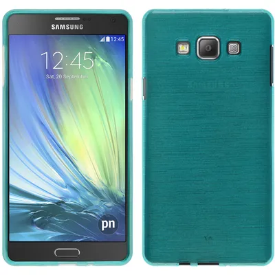 Produktbild von PhoneNatic Case kompatibel mit Samsung Galaxy A7 (A700) - blau Silikon Hülle brushed + 2 Schutzfolien