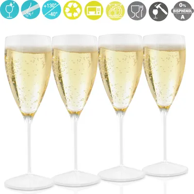 Produktbild von Camping Sektgläser 4er Set, Polycarbonat, 130 ml, Spülmaschinenfest