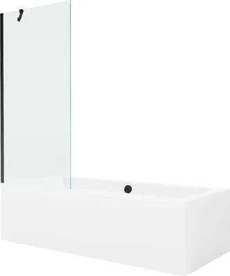 Immagine prodotto di Mexen Cube vasca rettangolare 180 x 80 cm con pannello e paravento a 1 anta 80 cm, trasparente, nero - 550518080X9508000070