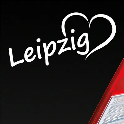 Produktbild von Auto Aufkleber Leipzig Herz Stadt City Liebe Love Heimat 18,5x8 cm Weiss Glanz Sticker Heckscheibenaufkleber