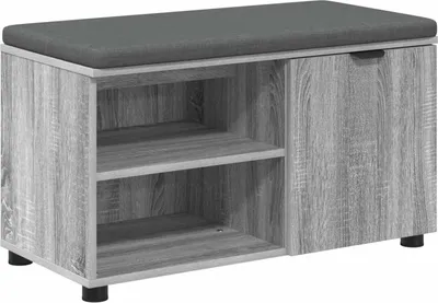 Zdjęcie produktu dla Ławka w przedpokoju z poduszką Szary Sonoma 80 x 38 x 46 cm