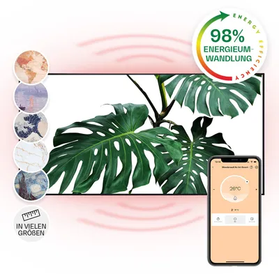 Image de Klarstein Air Art Smart Chauffage Infrarouge, 700W Radiateur Electrique pour Maison, Contrôle via l'Application IoT/WiFi, Détection de Fenêtre Ouverte, Chauffage Mural, Thermostat, Econome, Sans CO2
