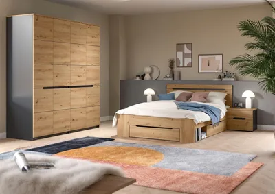 Produktbild von Schlafzimmer-Set >Canu< 4tlg. in Basalt Grau / Artisan