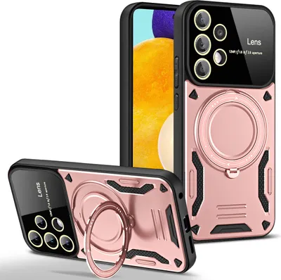Produktbild von Rüstung Handyhülle für Samsung Galaxy A52 A52s 5G Dual-Layer Ringhalter Ständer Hülle Roségold