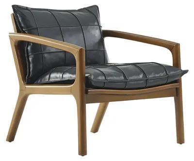 Produktbild von Schwarz-Brauner Armlehnensessel Designer Einsitzer Holzgestell