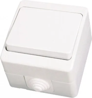 Produktbild von IP54 Schalter Lichtschalter Ein-/Ausschalter Feuchtraum Aufputz Weiss