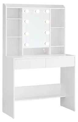 Produktbild von Schminktisch mit Spiegel – Schminktisch – Spanplatte – 40 x 90 x 144,7 cm – Wolkenweiß