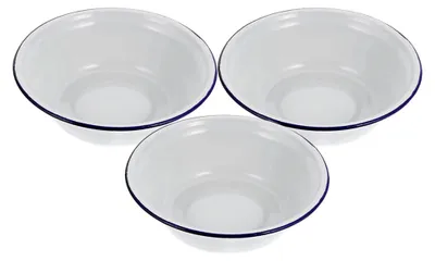 Produktbild von 3-teiliges Vintage Emaille Schüsselset - Große Suppenschalen für Obst und Salat - Lebensmittelechte Emaillierte Schüsseln für Haushalt und Restaurant - Langlebig und Robust