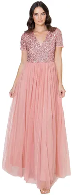 Produktbild von Maya Deluxe Damen Ballkleid Abendkleid V-ausschnitt Maxi Länge Pailletten Kurze