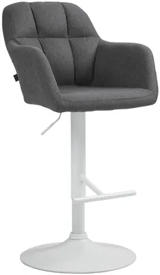 Produktbild von CLP Barhocker Natoma Stoff I Thekenhocker für Bar mit Gepolsterter Sitzfläche dunkelgrau Material Gestell Metall matt weiss