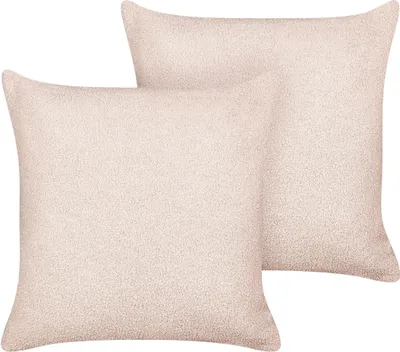 Zdjęcie produktu dla BELIANI 2 poduszki różowe boucle 45 x 45 cm zdejmowana poszewka nowoczesne do salonu sypialni
