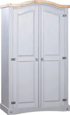 Produktbild von The Living Store Kleiderschrank Mexiko-Stil Kiefernholz 2 Türen Grau