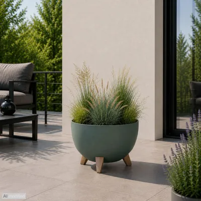 Produktbild von Milano Dekorativer Blumentopf mit Füßen patinagrün M