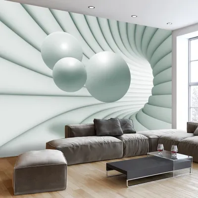 Produktbild von Fototapete selbstklebend 3d Effekt 392x280 cm Tapete Wandtapete Wandbilder Klebefolie Dekofolie Tapetenfolie Wand Dekoration Wohnzimmer - Kugeln Tunnel a-A-0154-a-d