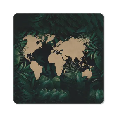 Produktbild von MuchoWow® Mauspad Mousepad Weltkarte - Blumen - Pflanzen 20x20 cm - Mousepads - Maus Mat - Pad - Mausunterlage - Desk Mat - Bureauartikeln