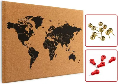 Immagine prodotto di Lavagna in sughero MAPPA DEL MONDO 60x40cm