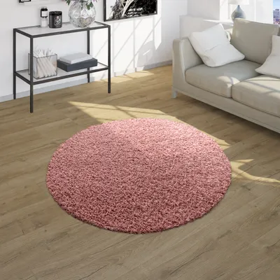 Produktbild von Shaggy Teppich Hochflor Langflor Teppiche Hochwertig Pastell Uni Versch. Farben Grösse Ø 120 cm Rund