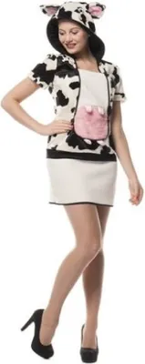 Produktbild von L3201651-40 Damen Kuhkleid Kuhkostüm schwarz/weiß Gr.40