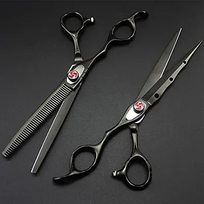 Image de Ciseaux de coiffure professionnels en acier, 7 pouces, pour les gauchers, idéaux pour couper et effiler