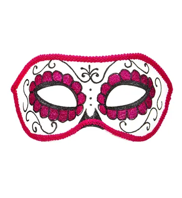 Produktbild von Augenmaske rosa Dia de los Muertos uni für Halloween und Fasching venezianischer Stil