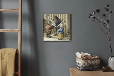 Produktbild von Coloray Hodiny Unikátní 30x30 cm  Tiché hodiny Pro obývací pokoj a kuchyň Nástěnné hodiny Plátno Bílé ručičky hodin - Dítě vesničanů