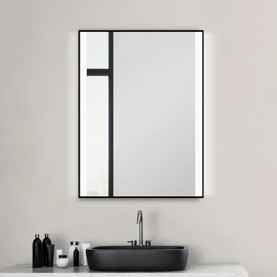 Produktbild von LED Badspiegel 80×60 cm, schwarz, Alurahmen, Licht neutralweiß, IP24