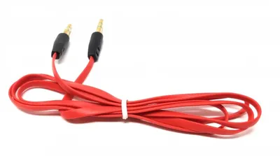 Produktbild von SYSTEM-S Adapterkabel 3.5mm Klinke auf 3.5mm Klinke AUX Stereo Stecker Flachkabel 200 cm 3 Polig Rot