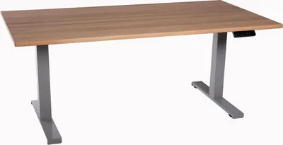 Produktbild von Bürotisch höhenverstellbar lichtgrau Tischplatte Vollholz Buche 160x80cm