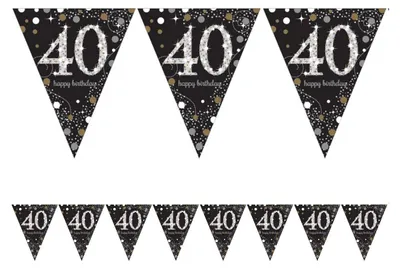 Produktbild von Amscan 9900568, Fahnenbanner, Folie, Schwarz, Braun, Weiß, Geburtstag, 3962 mm, 215 mm