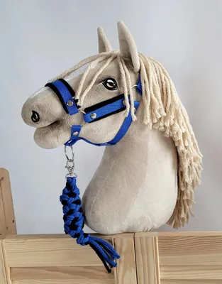 Image de Ensemble Hobby Horse Licol A3 avec fourrure noire et corde bleue