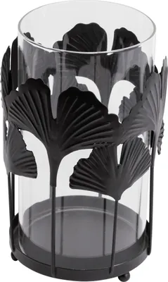 Produktbild von TrendLine Deko Windlicht Metall 19 cm schwarz Gingko