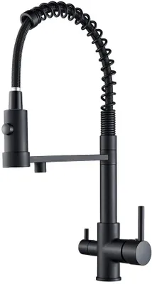Obrázek produktu pro Třícestná kuchyňská baterie, otočná o 360°, nerezová ocel, černá
