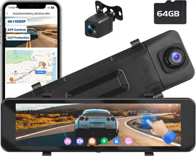 Immagine prodotto di Dashcam - Telecamera da cruscotto, Telecamera retrovisore, Telecamera per auto, Dashcam per auto - Modello per specchietto retrovisore
