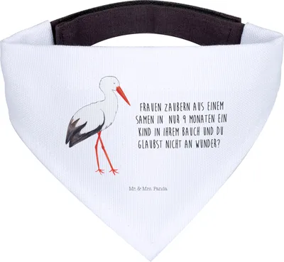 Produktbild von Mr. & Mrs. Panda Hunde Halstuch Storch - Weiß - Geschenk, Störche, Hund, Bandana, Mutter, Dreieckstuch, Hals Tuch, Schwangerschaft, Mütter, für, Lustige Sprüche, Baby