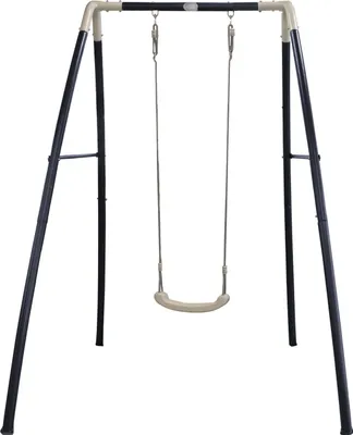 Produktbild von AXI Schaukel aus Metall in Anthrazit & Creme | Einzelschaukel mit Gestell für Kinder / Kinderschaukel | Schaukelgestell für den Garten