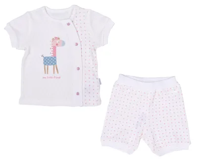Produktbild von Baby-T-Shirt kurz Baumwolle Giraffe - 9-12M - 74 CM - Rose | by Kitikate