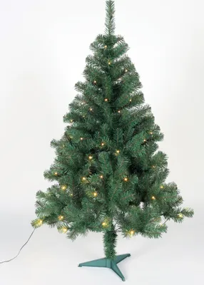Produktbild von Künstlicher Tannenbaum mit 80er LED-Lichterkette, 150cm, grün, strombetrieben, inkl. Ständer | perfekt zum Selbstdekorieren