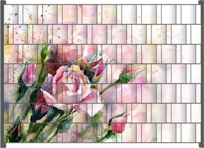 Produktbild von Wallario Zaunsichtschutz mit Motiv Abstraktes Blumenbuket für Ein- und Doppelstabmatten Zäune in der Größe 200 x 140 cm