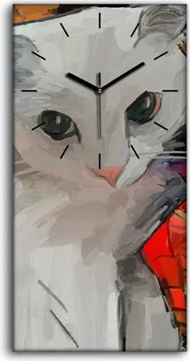 Produktbild von Leinwand Uhr Küche Wohnzimmer Bild 30x60 Eine Katze Tiere abstrakten Kunst - schwarze Hände