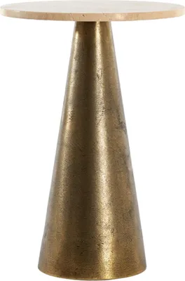 Image de Table d'appoint Light & Living Ynez travertin sable et bronze antique - Ø36x51 cm