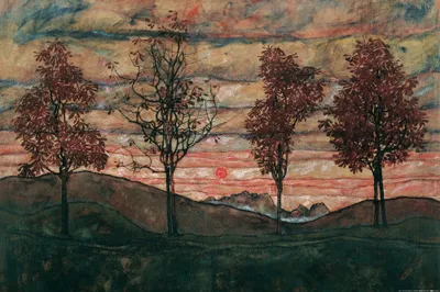 Zdjęcie produktu dla Egon Schiele Art Print Obraz - Cztery drzewa, aleja kasztanowa jesienią, 1917 (80 x 120 cm)