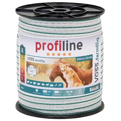 Produktbild von Weidezaun Band 200m, 20mm, 2x0,3 Kupfer + 4x0,3 Niro, weiß-grün 4**** von VOSS.farming