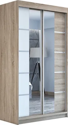 Produktbild von Schwebetürenschrank Kleiderschrank ERO 120 cm Schrank Garderobe Spiegel. Verschiedene Farben (Weiß, Schwarz, Somona). Möbel vom Hersteller!