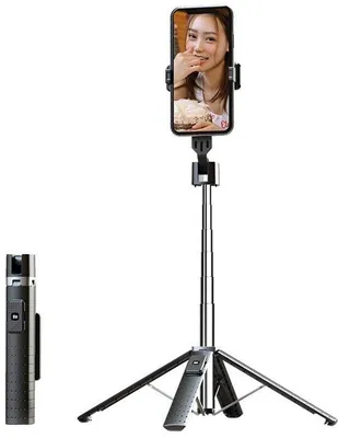Image de Trépied pour perche à selfie avec télécommande Bluetooth, pour iPhone, noir