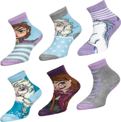Produktbild von Frozen - Die Eiskönigin Mädchen Socken 6er Pack – Kinder Socken mit Motiv in 3 Größen , Größe:23-26