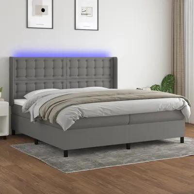 Produktbild von Maison Exclusive - Boxspringbett mit Matratze & LED Dunkelgrau 200x200 cm Stoff