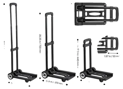 Image de Chariot pliable, rangement compact, capacité de charge élevée, 110 lb